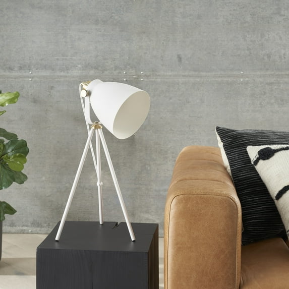 Nourison 21" Spotlight Metal Table Lamp, Modern, Industrial, Transitional for Bedroom, Living Room, Office, White