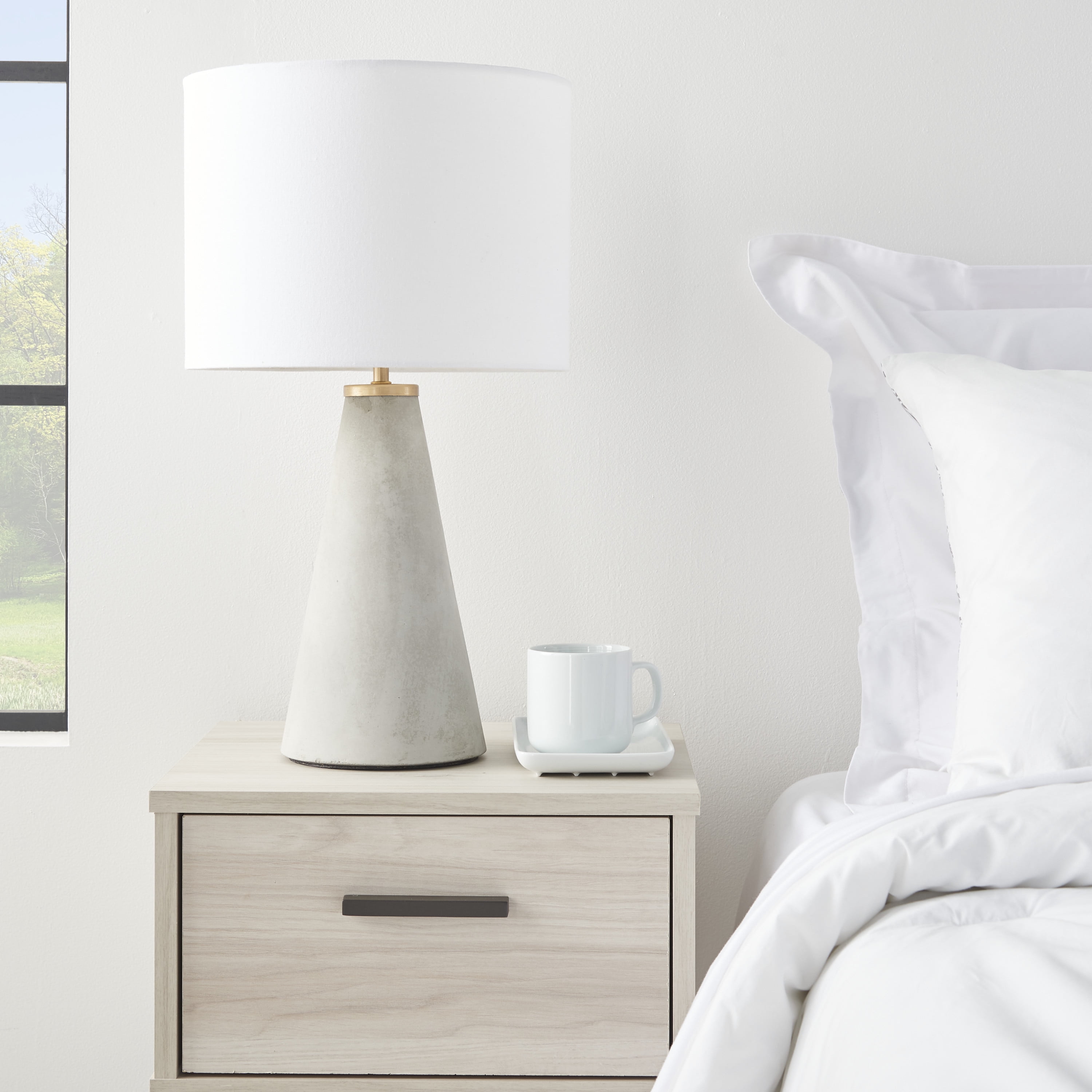 Nourison 22" Light Grey Natural Concrete Table Lamp, Modern, Contemporary, Industrial, Transitional for Bedroom, Living Room, Office, Side Table, Coffee Table