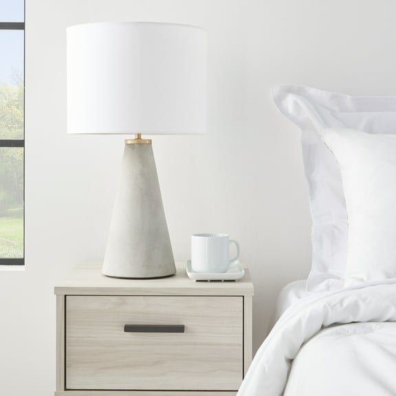 Nourison 22" Light Grey Natural Concrete Table Lamp, Modern, Contemporary, Industrial, Transitional for Bedroom, Living Room, Office, Side Table, Coffee Table