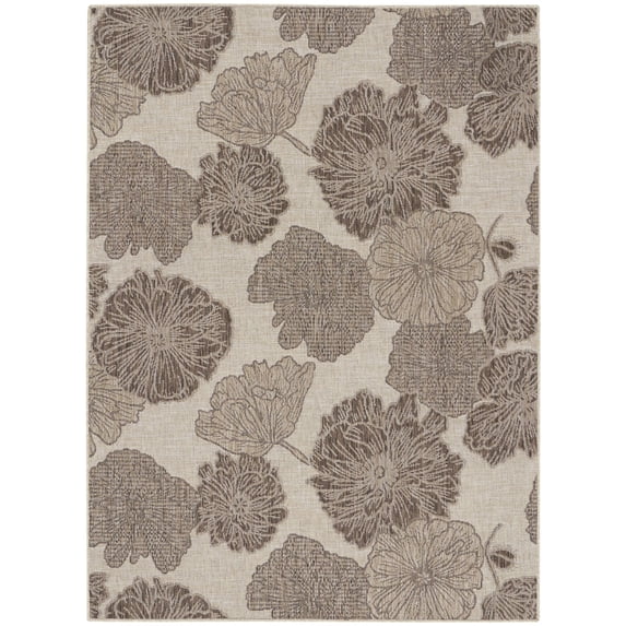 Nourison 5' x 7' Garden Oasis Floral Flatweave Indoor Outdoor Area Rug Natural