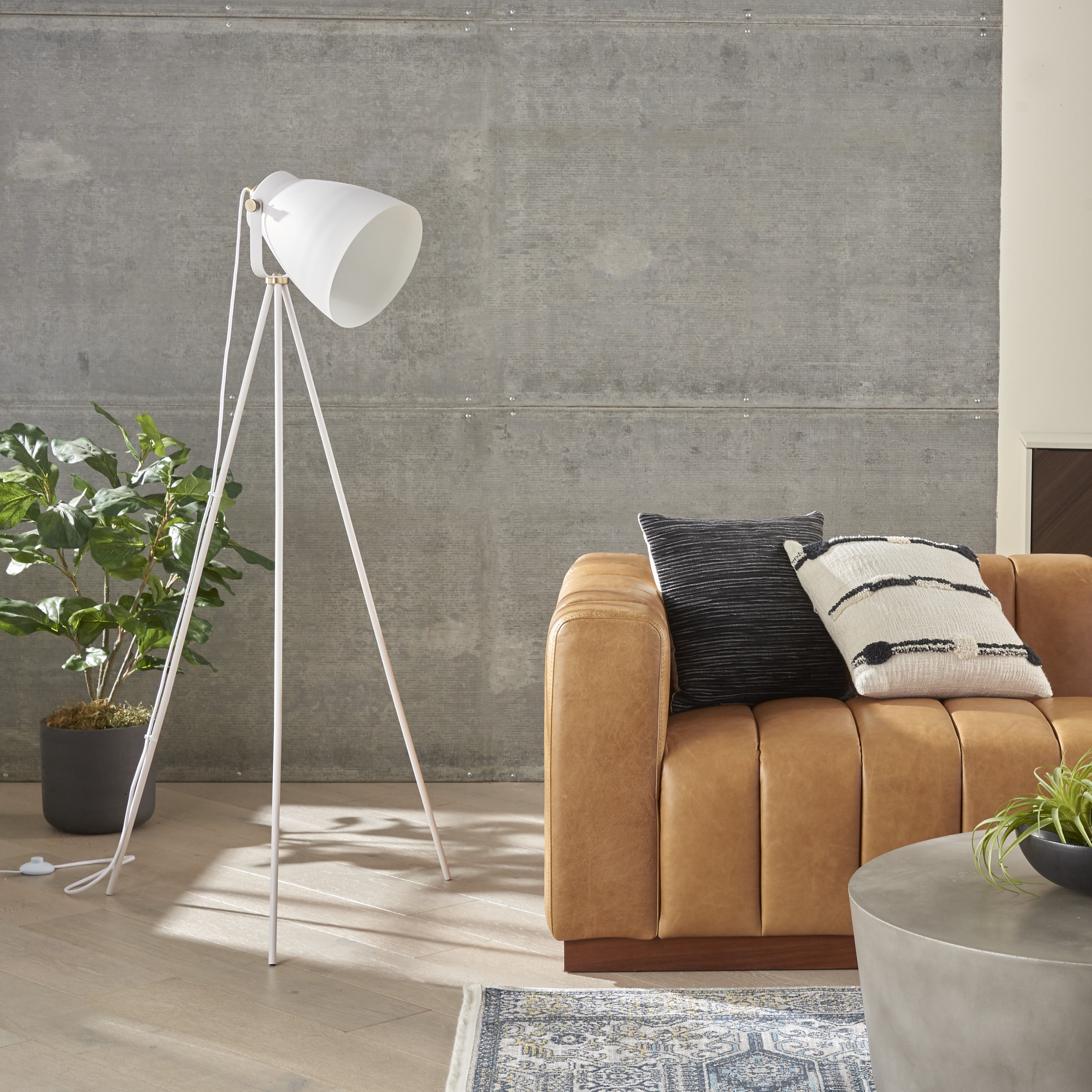 Nourison 57" Tripod Floor Lamp, Modern, Industrial, Transitional for Bedroom, Living Room, Office, White