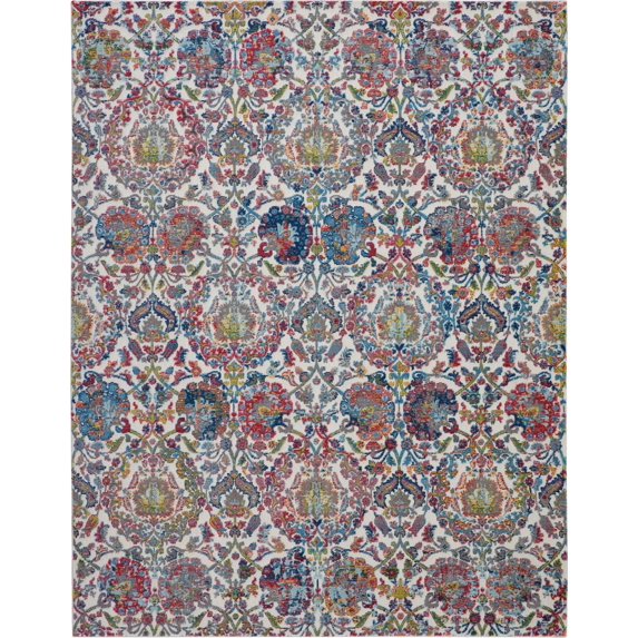 Nourison 8 X 10 Ivory/Blue Ankara Global Area Rug ANR06