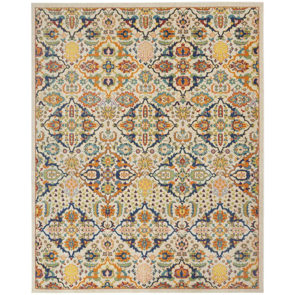 Ivory Multicolor Floral Synthetic 7' x 10' Area Rug