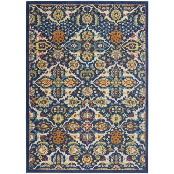 Nourison Allur Bohemian Navy/Multicolor 3' x 5' Area Rug, (3x5)