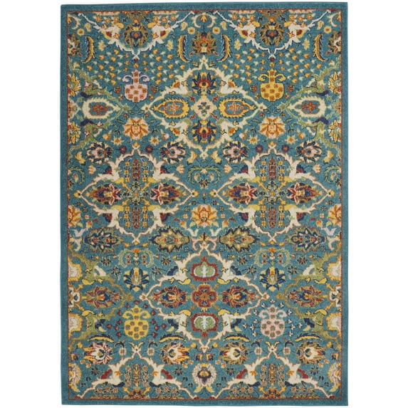 Nourison Allur Bohemian Turquoise/Ivory 6' x 9' Area Rug, (6x9)