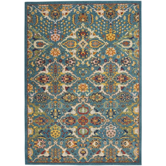 Nourison Allur Bohemian Turquoise/Ivory 6' x 9' Area Rug, (6x9)