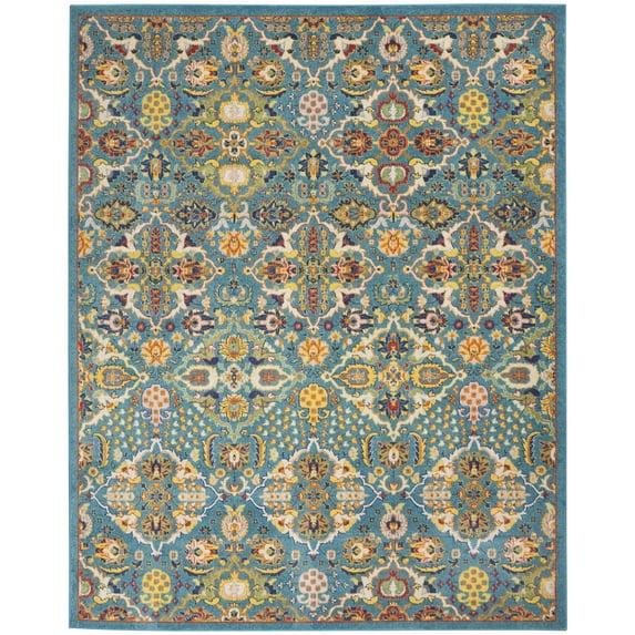 Nourison Allur Boho Indoor Area Rug Turquoise Ivory 7' x 10'