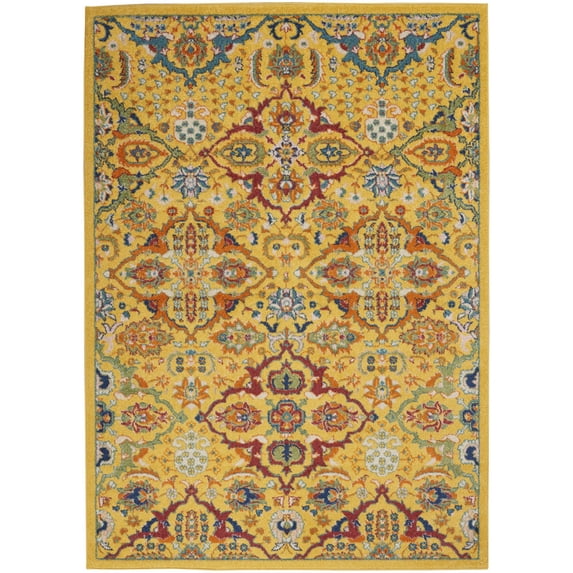 Nourison Allur Boho Indoor Area Rug Yellow Multicolor 5'3" x 7'3"