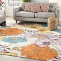 Allur Blossom Ivory Multicolor 8' x 10' Synthetic Easy-Care Area Rug