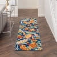 Vibrant Boho Navy Multicolor Floral Synthetic 2'3" x 7'6" Area Rug