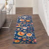 Nourison Allur Floral Navy Multicolor 2'3" x 7'6" Area Rug, (2x8)
