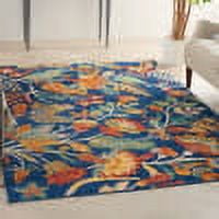 Navy Multicolor Floral 5' x 7' Synthetic Area Rug