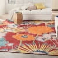 Nourison Allur Floral Red Multicolor 7'10" x 9'10" Area Rug, (8x10)