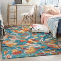 Allur Turquoise Multicolor Floral Synthetic 5' x 7' Area Rug