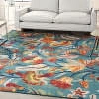 Nourison Allur Floral Turquoise Multicolor 7'10" x 9'10" Area Rug, (8x10)