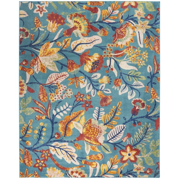 Nourison Allur Botanical Indoor Area Rug Turquoise Multicolor 9' x 12'