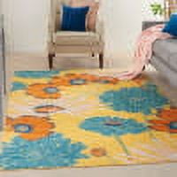 Nourison Allur Floral Yellow Multicolor 4' x 6' Area Rug, (4x6)