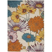 Nourison Allur Modern Floral Ivory Multicolor 53 x 73 Area Rug, 5 x 7