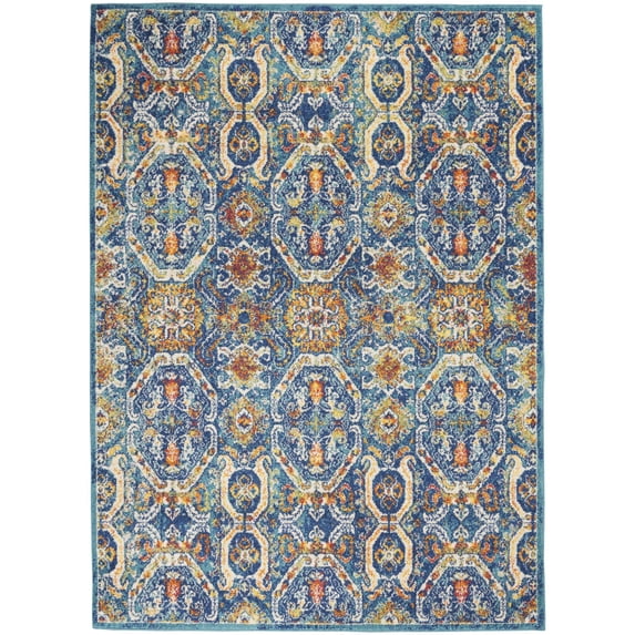 Nourison Allur Floral Jewel Indoor Area Rug Blue Multicolor 5'3" x 7'3"