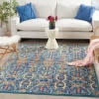 Handmade Blue Synthetic 5' x 7' Medallion Rectangular Rug