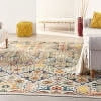 Ivory and Jewel Tones Boho Floral 8'x10' Synthetic Area Rug