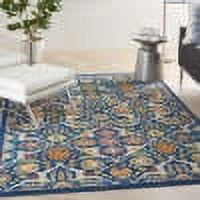 Navy Multicolor Floral Synthetic 5' x 7' Area Rug