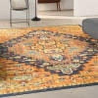 Bohemian Bliss Orange Medallion 8' x 10' Easy-Care Area Rug
