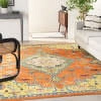 Bohemian Medallion 9' x 12' Orange Multicolor Easy-Care Area Rug