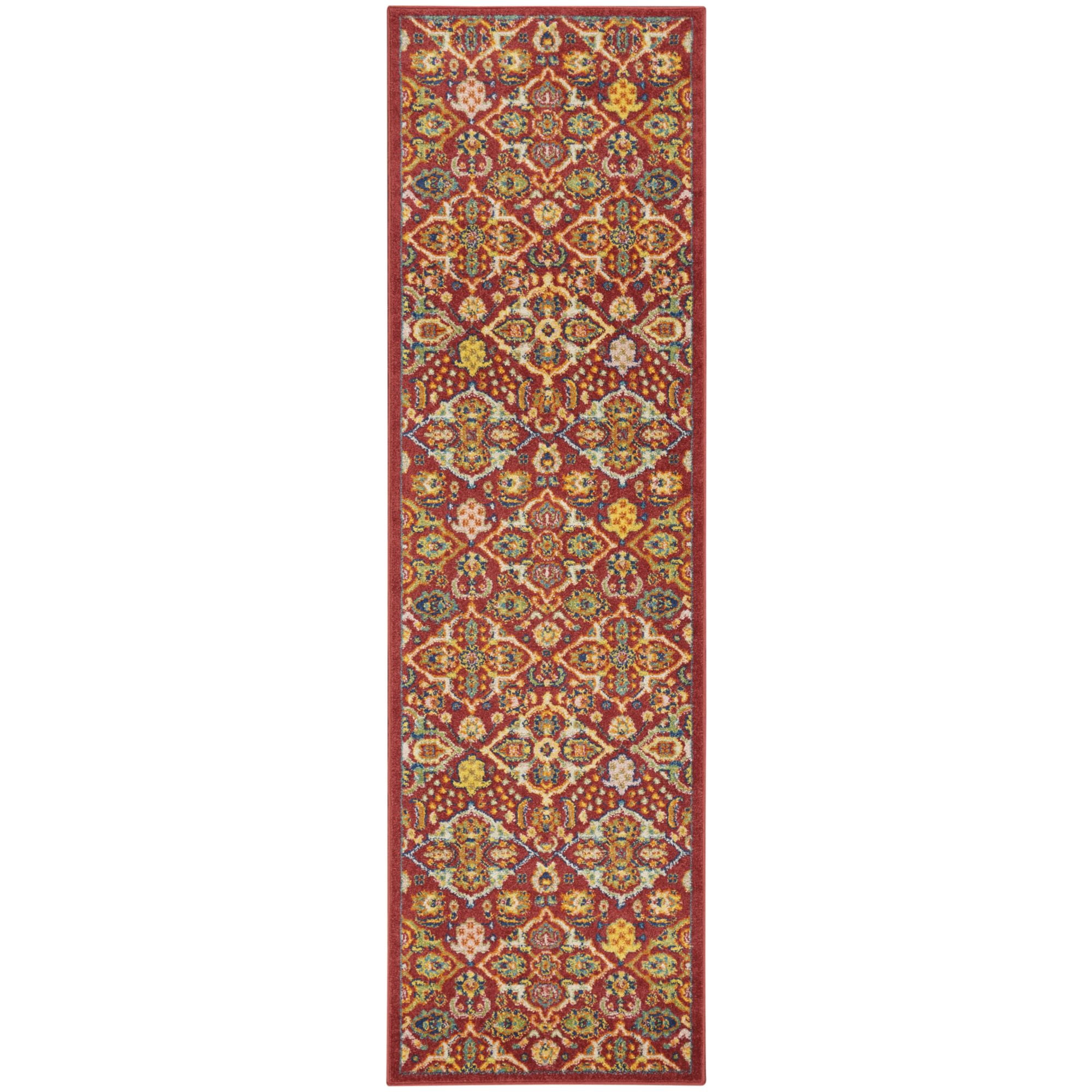 Allur Red Multicolor Floral Synthetic 27" Area Rug