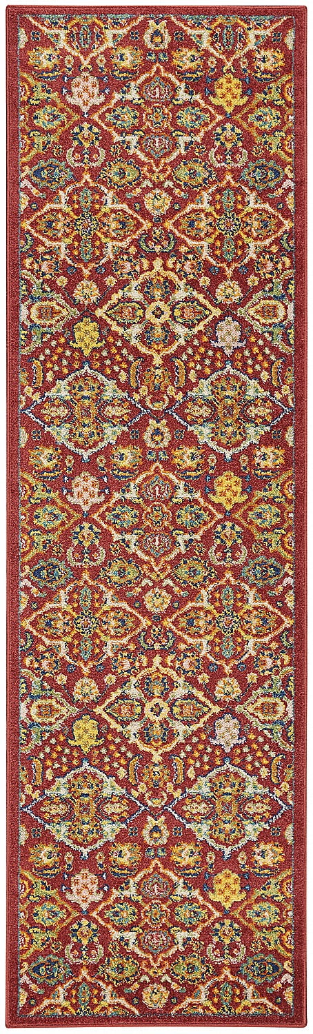 Allur Red Multicolor Floral Synthetic 27" Area Rug