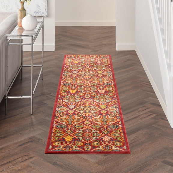 Nourison Allur Persian Red Multicolor 2'3" x 7'6" Area Rug, (2x8)