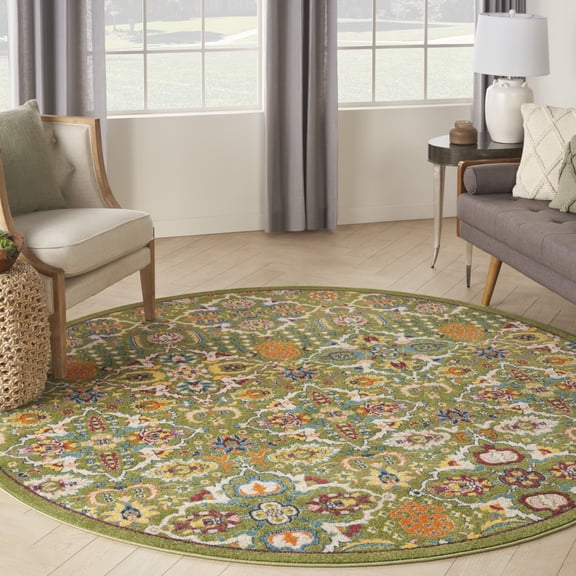 Nourison Allur Persian Sage/Ivory 7'10" x round Area Rug (8 Round)