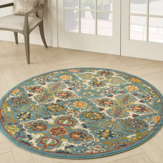 Nourison Allur Persian Turquoise/Ivory 5'3" x round Area Rug (5 Round)