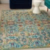 Nourison Allur Persian Turquoise Multicolor 5'3" x 7'3" Area Rug, (5x7)