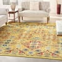 Yellow Multicolor Floral Synthetic Rectangular Area Rug 7'10" x 9'10"