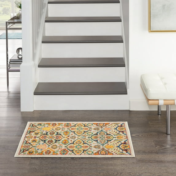 Nourison Allur Transitional Boho Ivory Multicolor 2' x 3' Area Rug, (2' x 3')