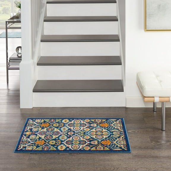 Nourison Allur Transitional Boho Navy Multicolor 2' x 3' Area Rug, (2' x 3')
