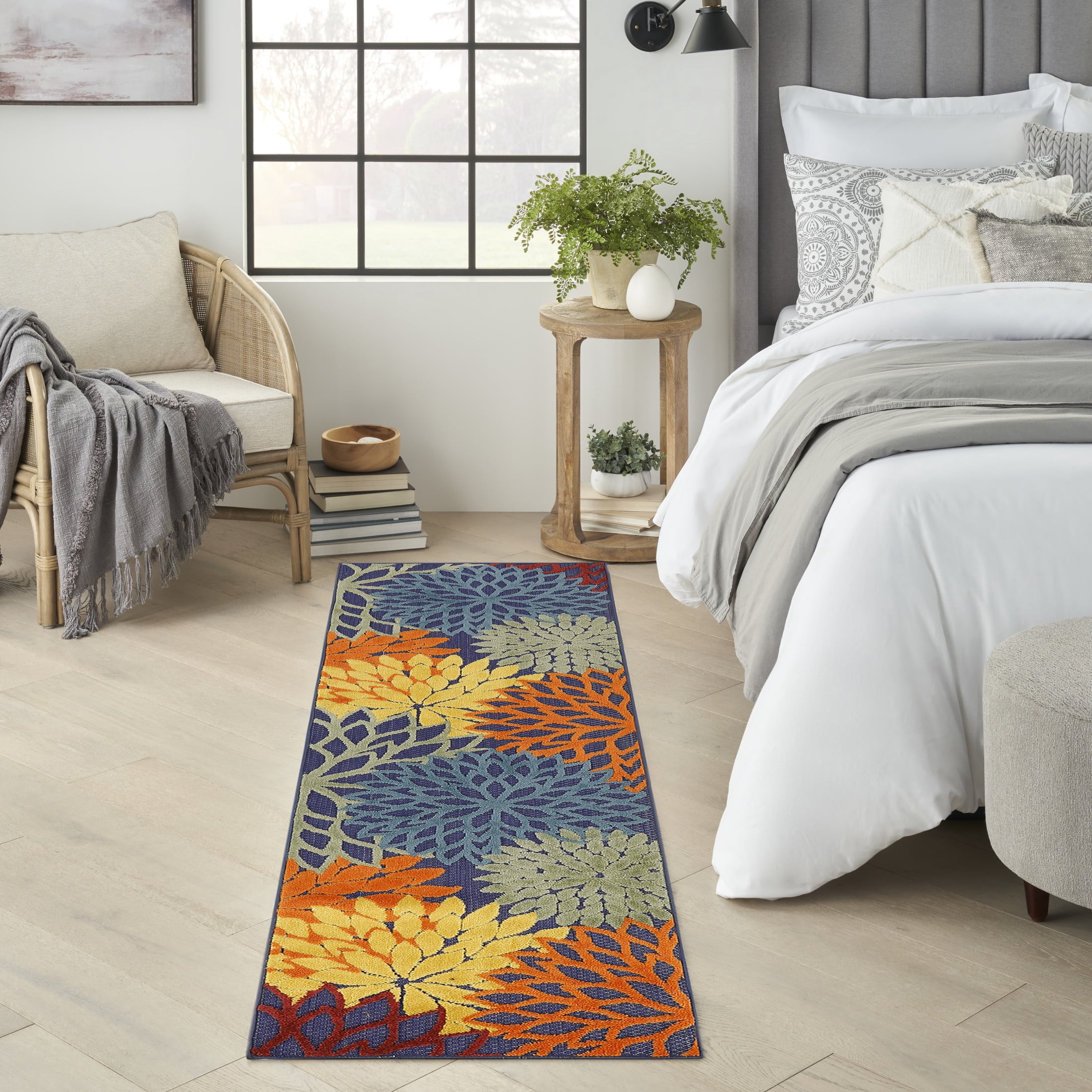 Nourison Aloha 2'3" x 10' Navy Multicolor Outdoor Rug