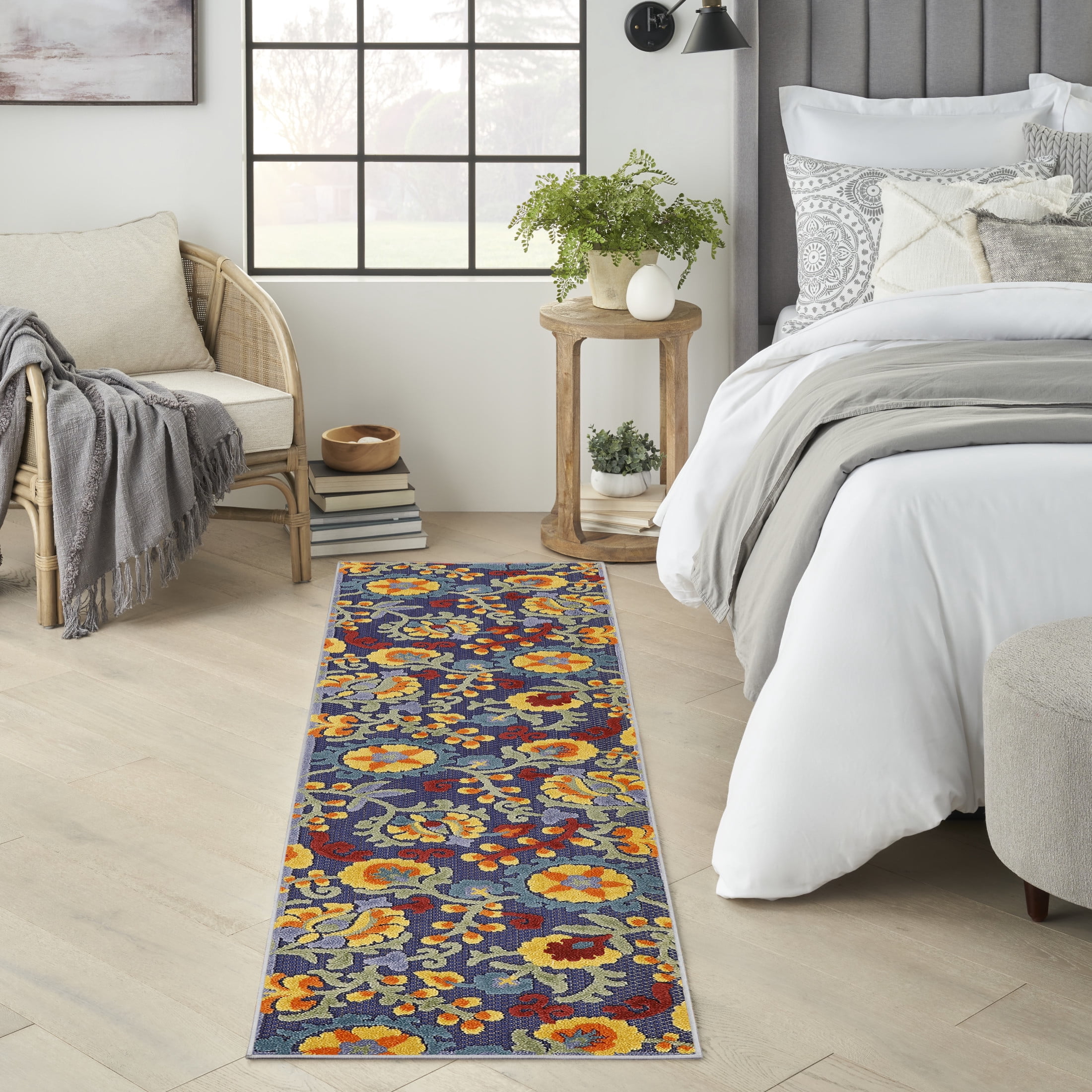 Nourison Aloha 2'3" x 10' Navy Multicolor Outdoor Rug