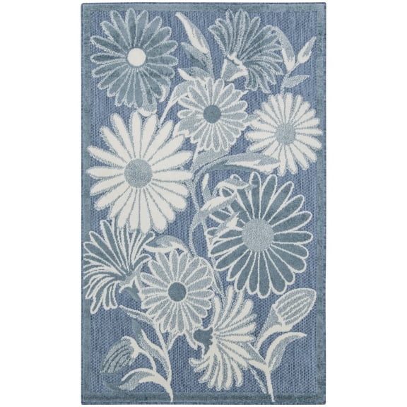 Nourison Home Aloha 2'8" x 4' Blue Outdoor Rug