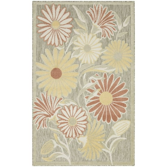 Nourison Home Aloha 2'8" x 4' Sage Rose Outdoor Rug