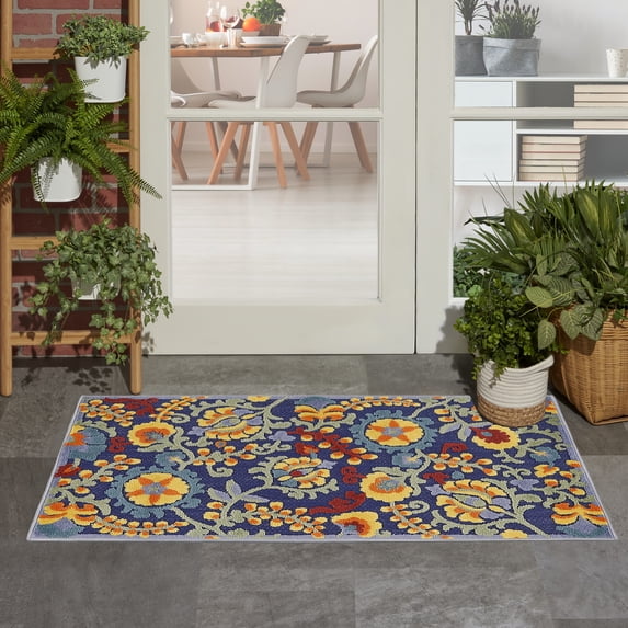 Nourison Aloha 2' x 3' Navy Multicolor Outdoor Rug