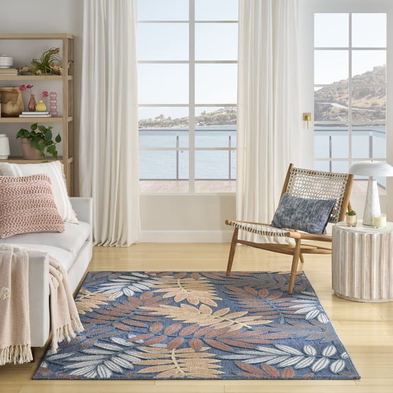 Nourison Aloha 3'6" x 5'6" Blue Rose Modern Rug