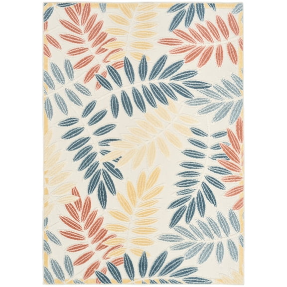 Nourison Aloha 3'6" x 5'6" Ivory Blue Modern Indoor/Outdoor Area Rug