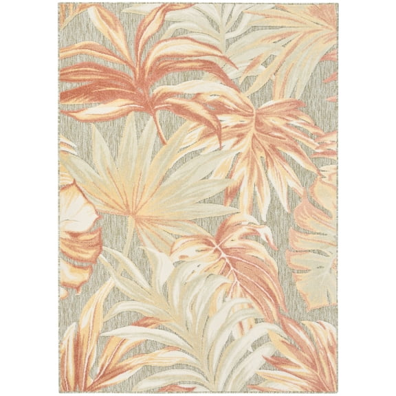 Nourison Aloha 3'6" x 5'6" Sage Rose Modern Indoor/Outdoor Area Rug