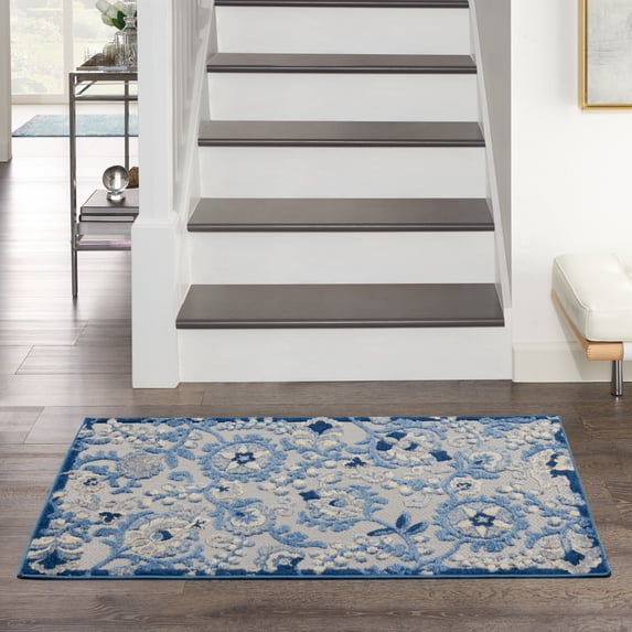 Nourison Aloha Indoor/Outdoor Blue/Grey 3' x 5' Area Rug (3x5)