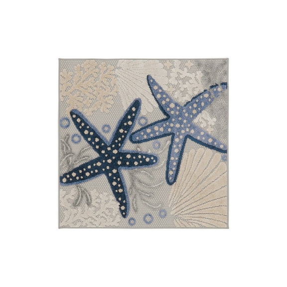 Nourison Aloha 3' x Square Blue Grey Area Rug