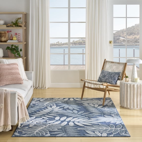 Nourison Aloha 5'3" x 7'5" Blue Modern Rug