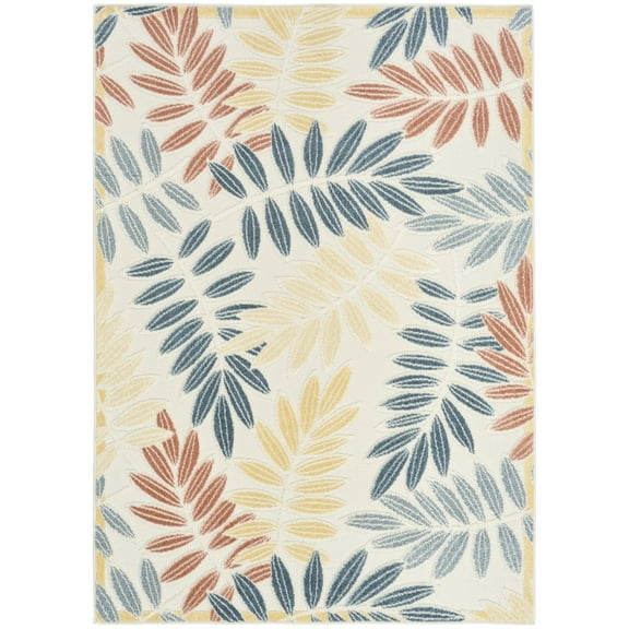 Nourison Home Aloha 5'3" x 7'5" Ivory Blue Modern Rug