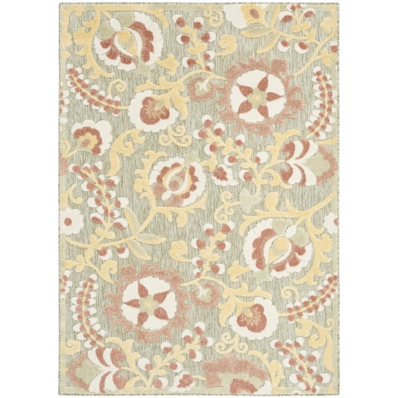 Nourison Home Aloha 5'3" x 7'5" Sage Rose Farmhouse Rug